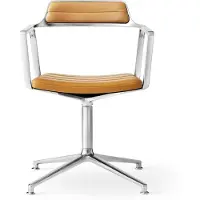 Vipp 452 Draaistoel Met Voeten Gepolijst Aluminium / Kamelkleurig - Bureaustoelen Leer Camel - 45271G01V2