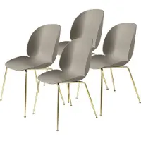 Gubi Beetle Stoel Ongestoffeerd Pak Van 4 Conic Base Brass - Stoelen Polypropyleen Beige - 10024298
