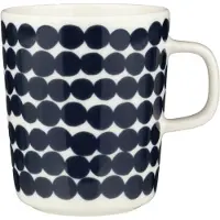 Marimekko Oiva/siirtolapuutarha Mok 25 Cl Donkerblauw / Wit - Koffiekopjes Steengoed White - 074227-150