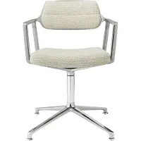 Vipp 453 Draaistoel Met Voeten Gepolijst Aluminium / Wavy Gebroken Wit - Bureaustoelen Leer Offwhite - 45302G01