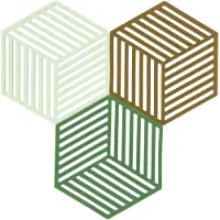 Zone Denmark Hexagon Pannenonderzetter 3 Stuks Groen - Onderzetters Siliconen Green - 36856