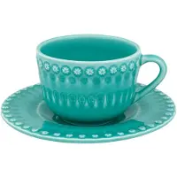 Bordallo Pinheiro Fantasy Theekopje Met Schotel - Theekopjes Aardewerk Turquoise - 65018931