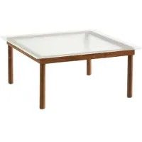 HAY Kofi Salontafel Notenhout / Geribbeld 80x80 Cm - Salontafels Glas Walnut - AB204-A819-AE46