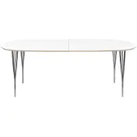 Haslev Symphony 88 Eettafel 90x150 Wit / Chroom - Eettafels & bartafels Laminaat White - SYMH88-LAOA-SP00CR74