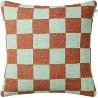 Chhatwal & Jonsson Buffalo Check Aqua-apricot orange, 50x50 cm