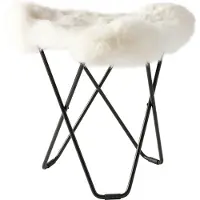 Cuero Design Flying Goose Iceland Stool Shorn /Black - Voetenbanken Schapenvacht White - 1460911