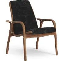 Swedese Laminett Fauteuil Shapenvacht Gelakt Walnoothout / Zwart - Fauteuils Schapenvacht Black - 23101|V1253