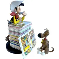 Plastoy Lucky Luke & Rantanplan Figurine (Pile of Albums)