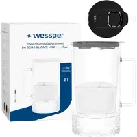 Wessper 2L glazen waterfilterkan filterslijtage-indicator, compatibel met Brita Maxtra, Maxtra+ en + filters. - Zwart