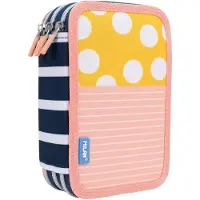 Milan Driedubbele Pennenzak Swins Roze Geel 19,5 x 13 x 7,5 cm