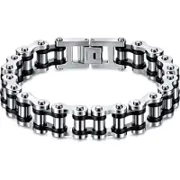 Mendes Heren armband Edelstaal Biker Chain Silver Black