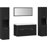 vidaXL Badkamermeubel Set met plank 4 pcs Zwart Eiken Bewerkt hout