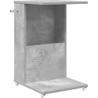 vidaXL Bijzettafel met wiel Beton Grijs 40 x 35 x 60 cm Bewerkt hout