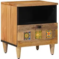 vidaXL Nachtkastje met lade Naturel 40 x 33 x 46 cm Massief Mango Hout