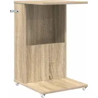 vidaXL Bijzettafel met wiel Sonoma Eik 40 x 35 x 60 cm Bewerkt hout