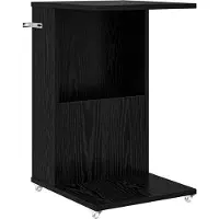 vidaXL Bijzettafel met wiel Zwart Eiken 40 x 35 x 60 cm Bewerkt hout