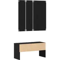 vidaXL Halmeubelset 4 st Zwart Eiken 80 x 30,5 x 40 cm Bewerkt hout