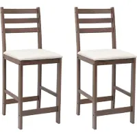 vidaXL Eetstoelen 2 st Massief Rubberhout Lichtbruin