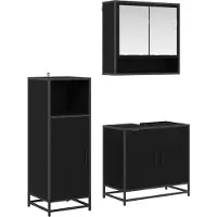 vidaXL Badkamermeubel Set met plank 3 pcs Zwart Eiken Bewerkt hout