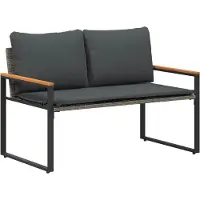 vidaXL Bank met kussen Grijs en Donkergrijs 115 x 65 x 72 cm Rattan