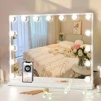 Vanitii GLOBAL Kaptafel met Spiegel Verlichting Licht LED 8 Lades Wit 120 x 55 x 139 cm