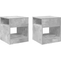 vidaXL Bijzettafel 2 st Beton Grijs 40,5 x 40 x 45 cm Bewerkt hout