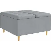 vidaXL Opslagottoman met kussen Lichtgrijs 80 x 80 x 45 cm Stof