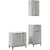 vidaXL Badkameraccessoireset, 3 stuks, Sonoma-grijs, multiplex en metaal