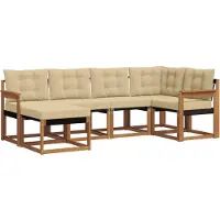 vidaXL Buiten bank set 6 st Natuurlijk en Beige