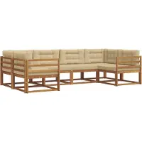 vidaXL Buiten bank set 6 st Natuurlijk en Beige