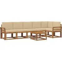 vidaXL Buiten bank set 7 st Natuurlijk en Beige