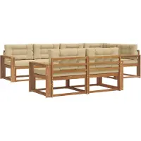 vidaXL Buiten bank set 8 st Natuurlijk en Beige