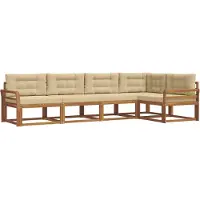 vidaXL Buiten bank set 5 st Natuurlijk en Beige