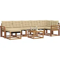 vidaXL Buiten bank set 8 st Natuurlijk en Beige