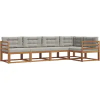 vidaXL Buiten bank set 5 st Naturel en lichtgrijs