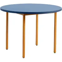 HAY Tafel Two-Colour Ochre Powder Coated Steel Frame Blue Ø105 x H74 cm