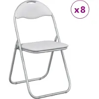 vidaXL Inklapbare stoel 8 st Kunstleer Wit en Grijs 48 x 43,5 x 81 cm