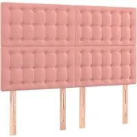 vidaXL Hoofdbord roze 144x5x118/128 cm fluweel