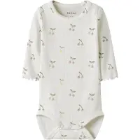Name it BABY romper wit fijn gebreid Meisjes Stretchkatoen Ronde hals All over print - maat 50