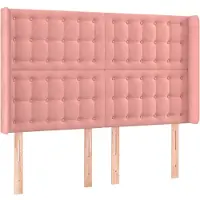 vidaXL Hoofdbord met randen 147x16x118/128 cm fluweel roze