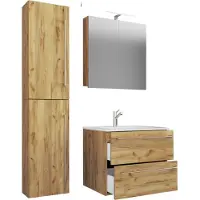 VCM 4 delige wastafel wastafel | wastafelmeubel breedte 60 cm | badkamermeubel set met lades draaiende deuren spiegelkast | Badinos