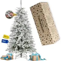 Springos Kunstkerstboom - - Kaukasische spar - 180 cm - Realistische sneeuw - Stabiele metalen standaard