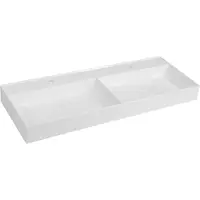 Sapho Godiva - Dubbele wastafel 119x44 cm, zonder overloop, 2 kraangaten, wit GU119