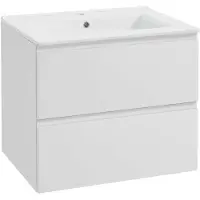 Kielle Oudee - Wastafelkast met wastafel, 60x55x46 cm, 2 laden, glanzend wit 50002S60