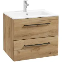 Kielle Vega - Kast inclusief wastafel, 60x50x46 cm, 2 laden, goud eiken 50018S61