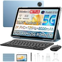 Blackview ZENO 10 Tablet - 5G AI Tablet - 24GB RAM - 256 GB ROM - 11 inch - 8800mAh - Met Toetsenbord(QWERTY), Beschermhoes, Muis, Stylus - Android 15 Tablet - Widevine L1 - GPS - Blauw