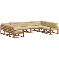 vidaXL Buiten bank set 9 st Natuurlijk en Beige