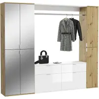 Ebuy24 Kledingkast Artisan, eikenhout wit, met spiegel en opbergruimte
