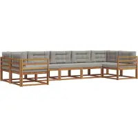 vidaXL Buiten bank set 7 st Natuurlijk en Licht Grijs