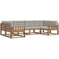 vidaXL Buiten bank set 6 st Natuurlijk en Licht Grijs